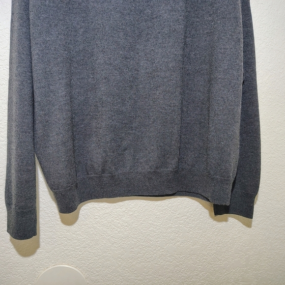 Nordstrom Men’s Shop Extra Fine Merino Wool V-Neck Sweater Gray | Size XL - Picture 11 of 12